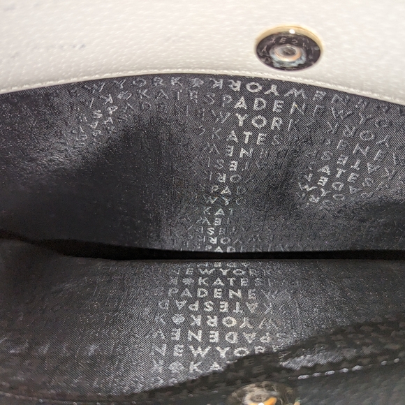 KATE SPADE Grove Street Maeve Zip Tote Leather Laptop Pocket Black White GUC - Picture 8 of 14